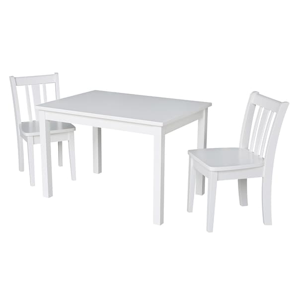 International Concepts Rectangle Table with 2 San Remo Juvenile Chairs, 24 in W, 33.1 in L, 22.2 in H, Wood, White K08-2532-CC105-2 - main